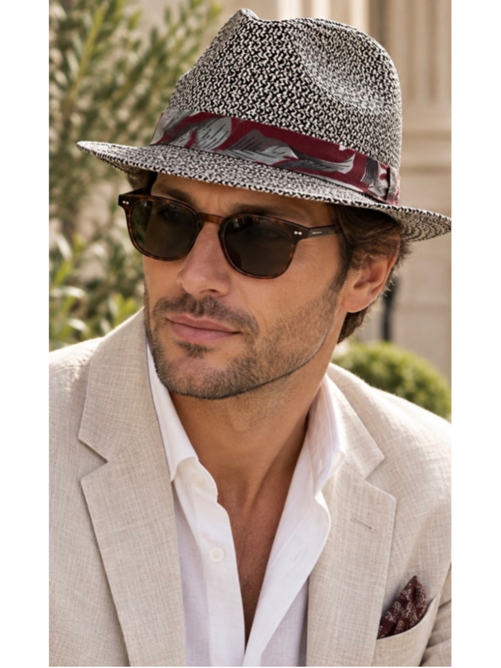 Men's Stetson Fedora Rowlett Toyo Hat Grey Burgundy Band Size Large New w Tags!